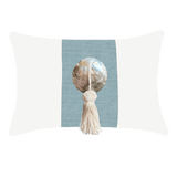 Outdoor Tassel White & Cloud Handmade Shell Embellished Outdoor Lumbar Cushion