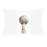Outdoor Tassel White & White Handmade Shell Embellished Outdoor Lumbar Cushion