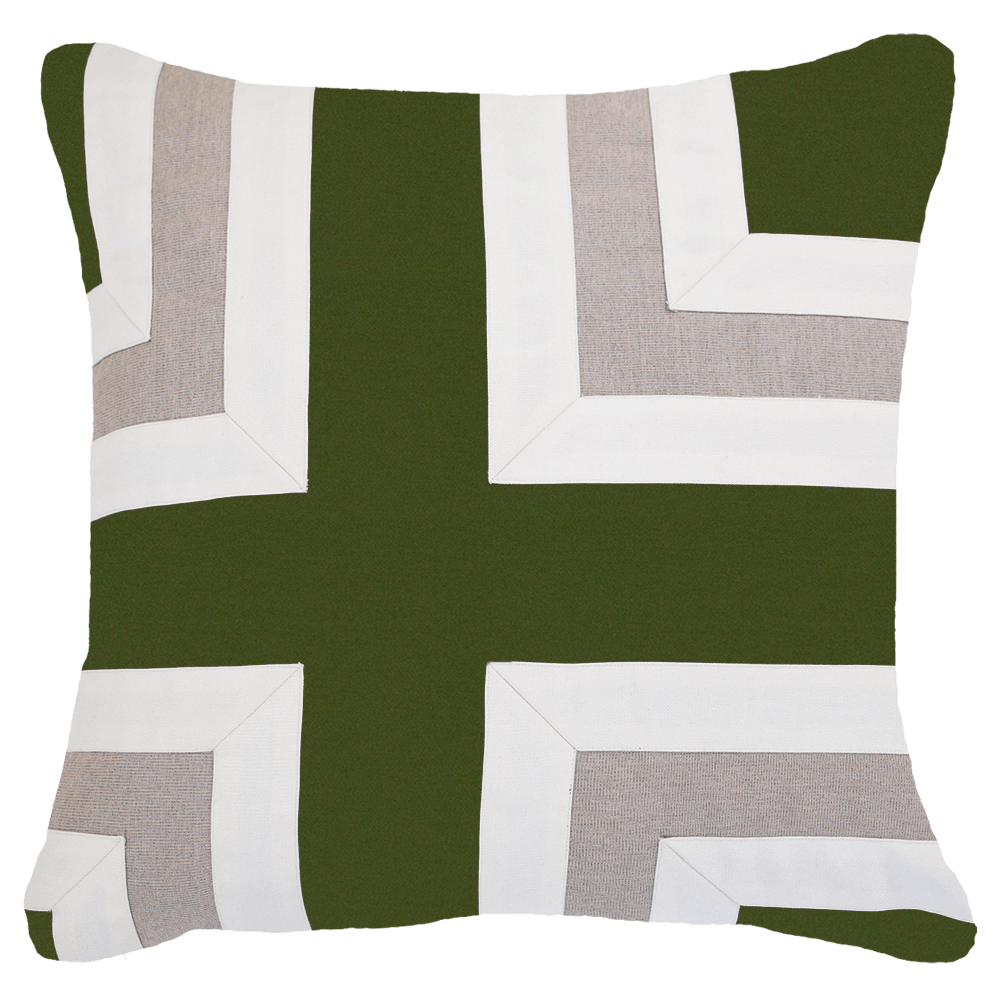 Bandhini - Design House Outdoor Green / 22 x 22 Inches Outdoor Regent Cross Lounge Cushion 55 x 55cm