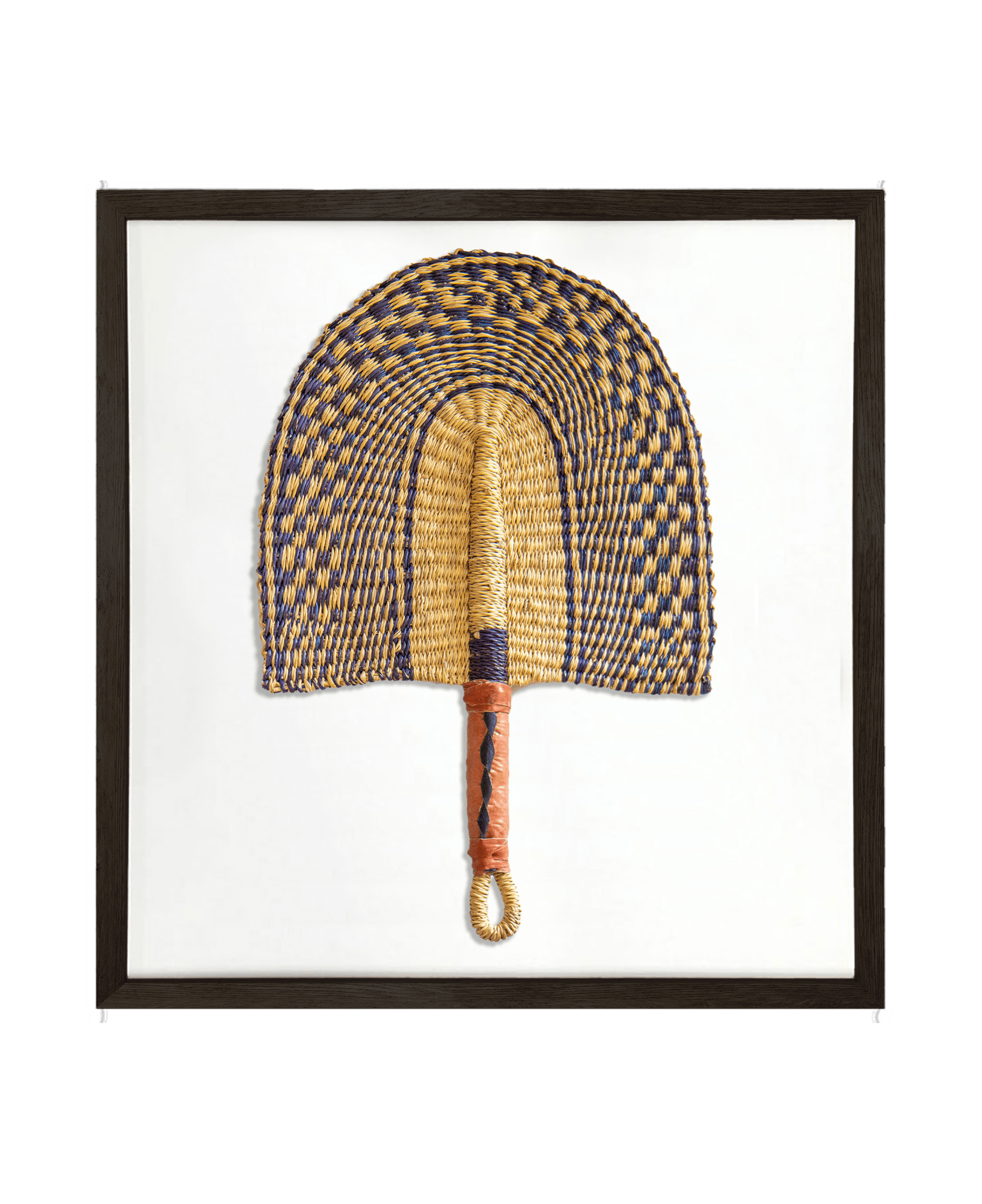 Bandhini Homewear Design Artwork Black Frame / 50 x 50 cm Raffia Fan Moroccan Indigo Artwork 52cm x 52cm