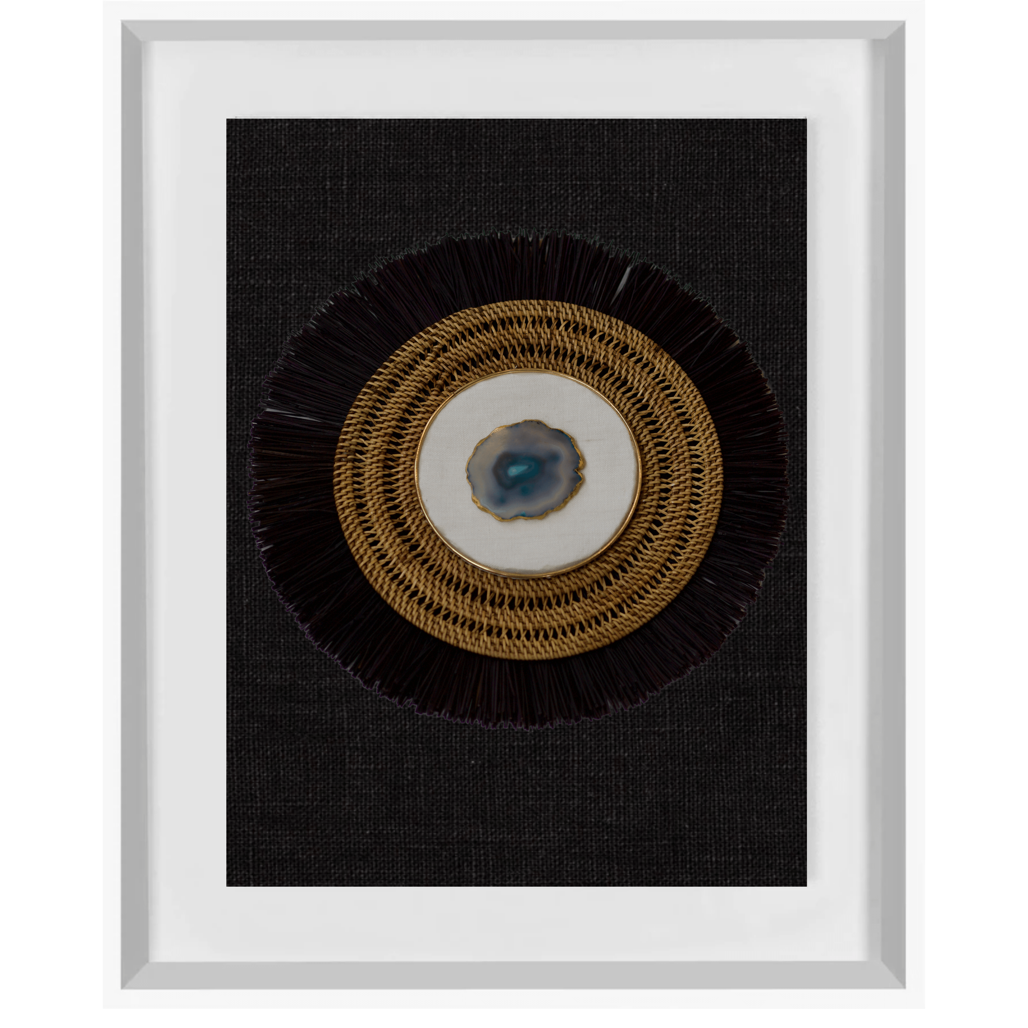 Bandhini Homewear Design Artwork Black / White Blue Agate on Linen, Black Grass Ring & Placemat Artwork 67 x 85 cm