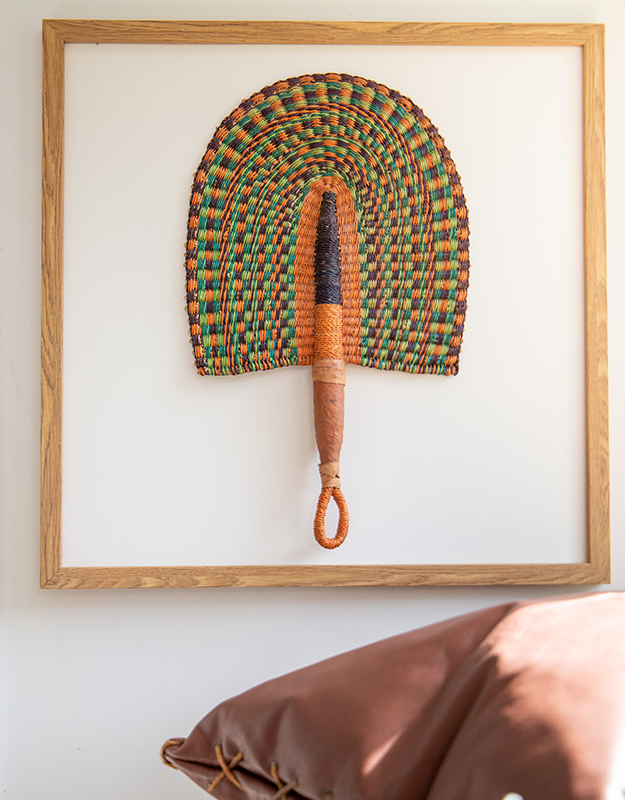 Bandhini Homewear Design Artwork Raffia Fan Moroccan Celadon Artwork 52cm x 52cm