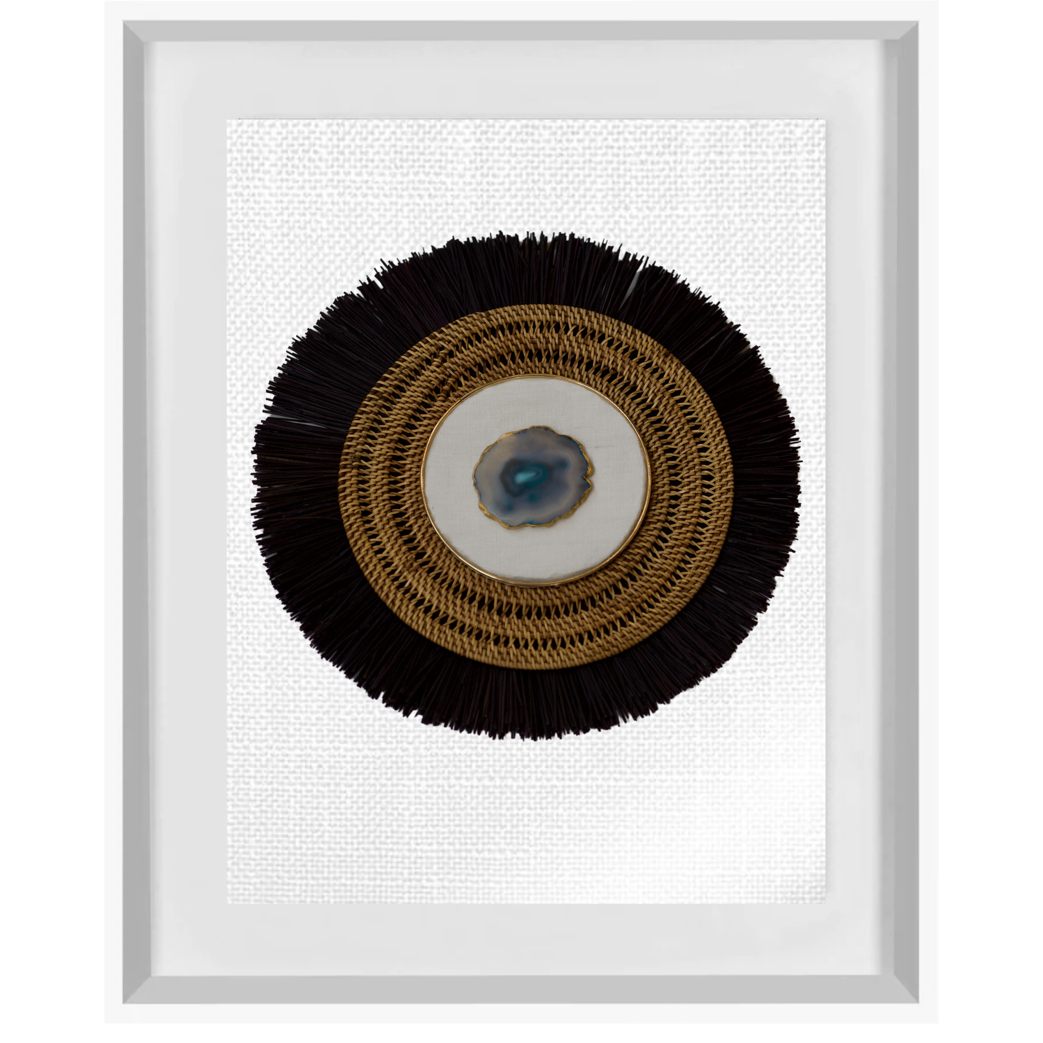 Bandhini Homewear Design Artwork White / White Blue Agate on Linen, Black Grass Ring & Placemat Artwork 67 x 85 cm