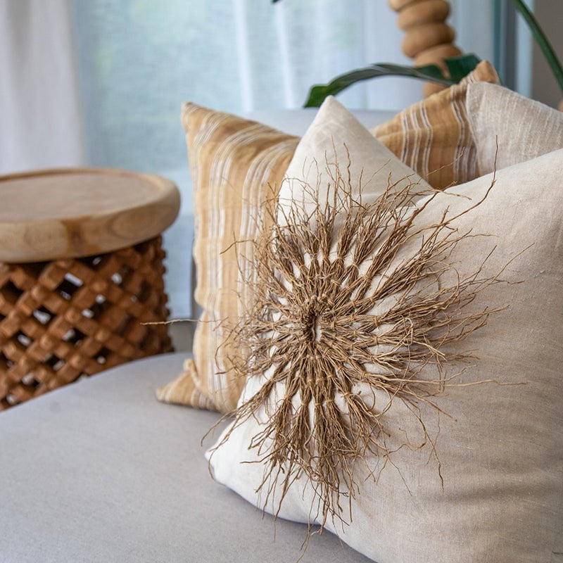 Bandhini Homewear Design Lounge Cushion Linen / 22 x 22 Wood Twigs Natural Linen Lounge Cushion 55 x 55 cm