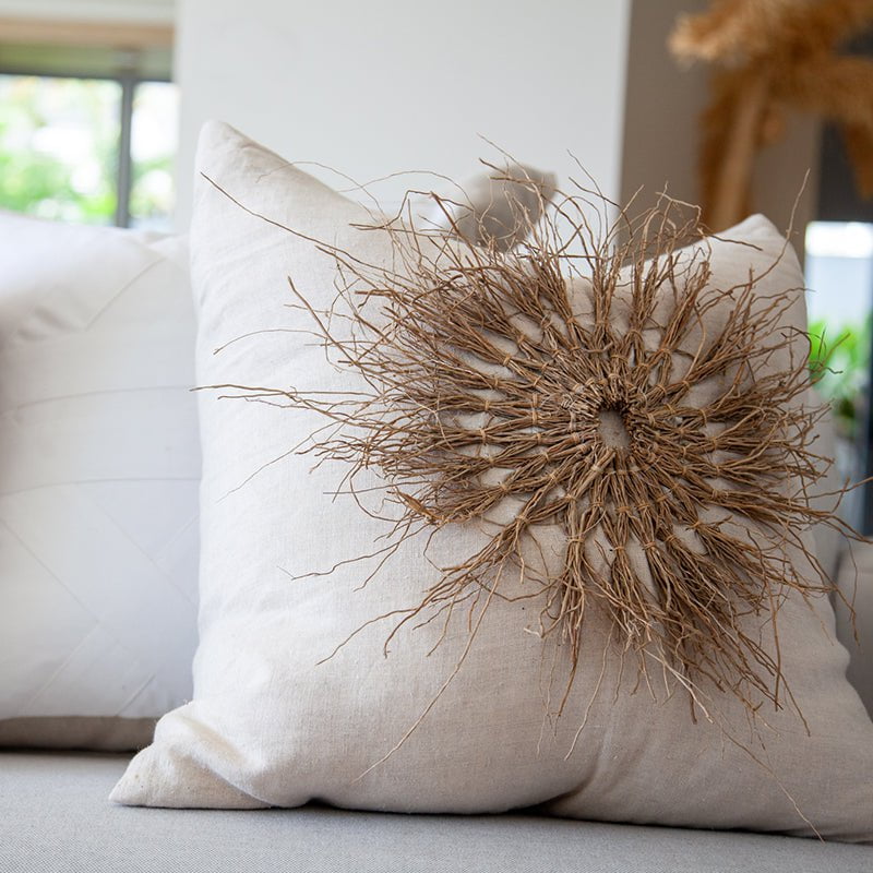 Bandhini Homewear Design Lounge Cushion Linen / 22 x 22 Wood Twigs Natural Linen Lounge Cushion 55 x 55 cm