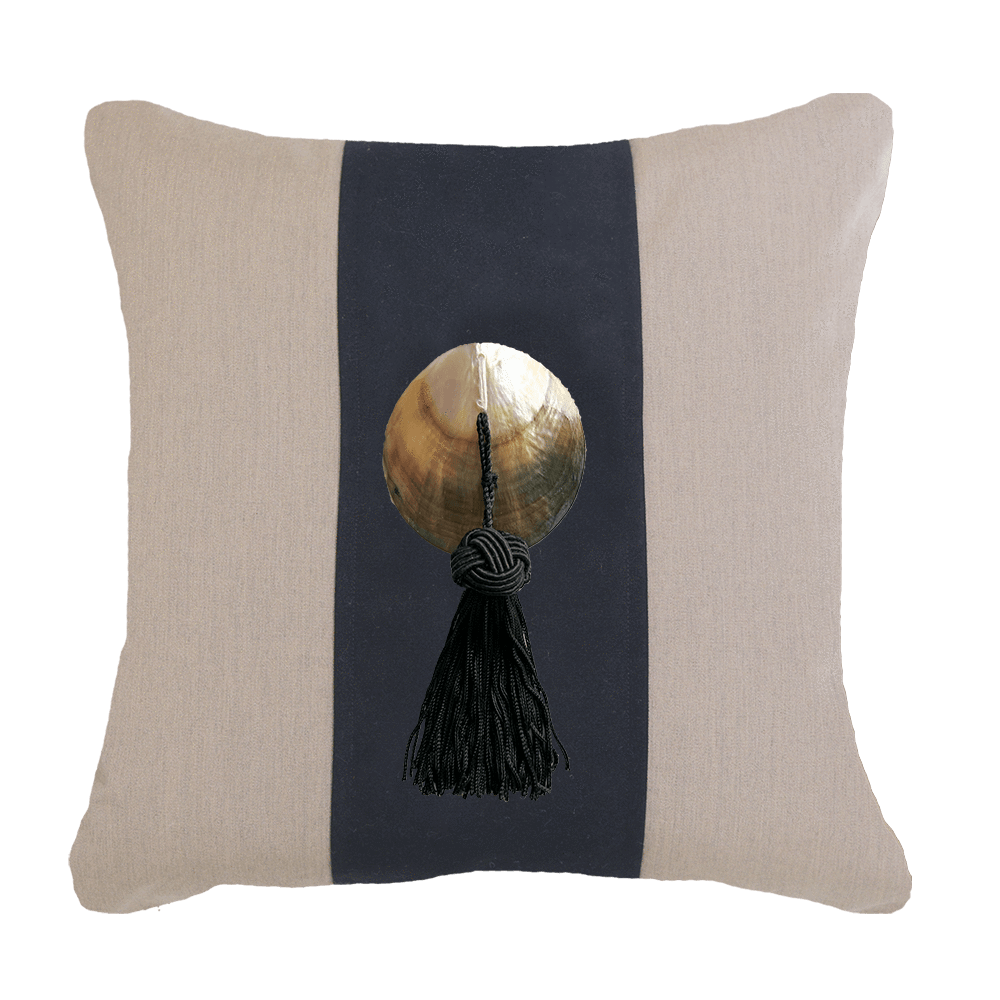 Bandhini Homewear Design Outdoor Black / 19 x 19 Outdoor Tassel Medium Cushion 50 x 50 cm